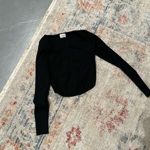 Long sleeve Wilfred corset top in black